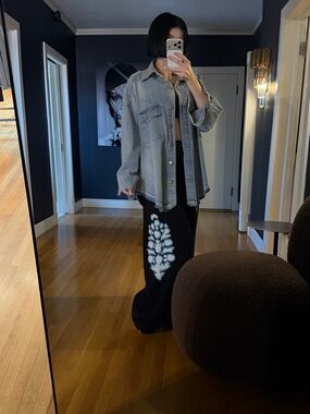 Perfect Summer Oversized Washed Denim Button-Up Jacket - Super light sz Med